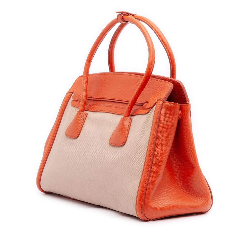 Pre-Loved Prada Bicolor Saffiano Cuir Trimmed Canvas Satchel - Picture 2 of 11